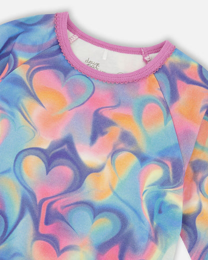 Organic Cotton Two-Piece Pajamas Rainbow Heart Print-3