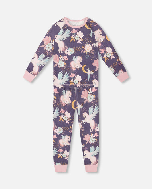Organic Cotton Two-Piece Pajamas Watercolor Unicorns-0