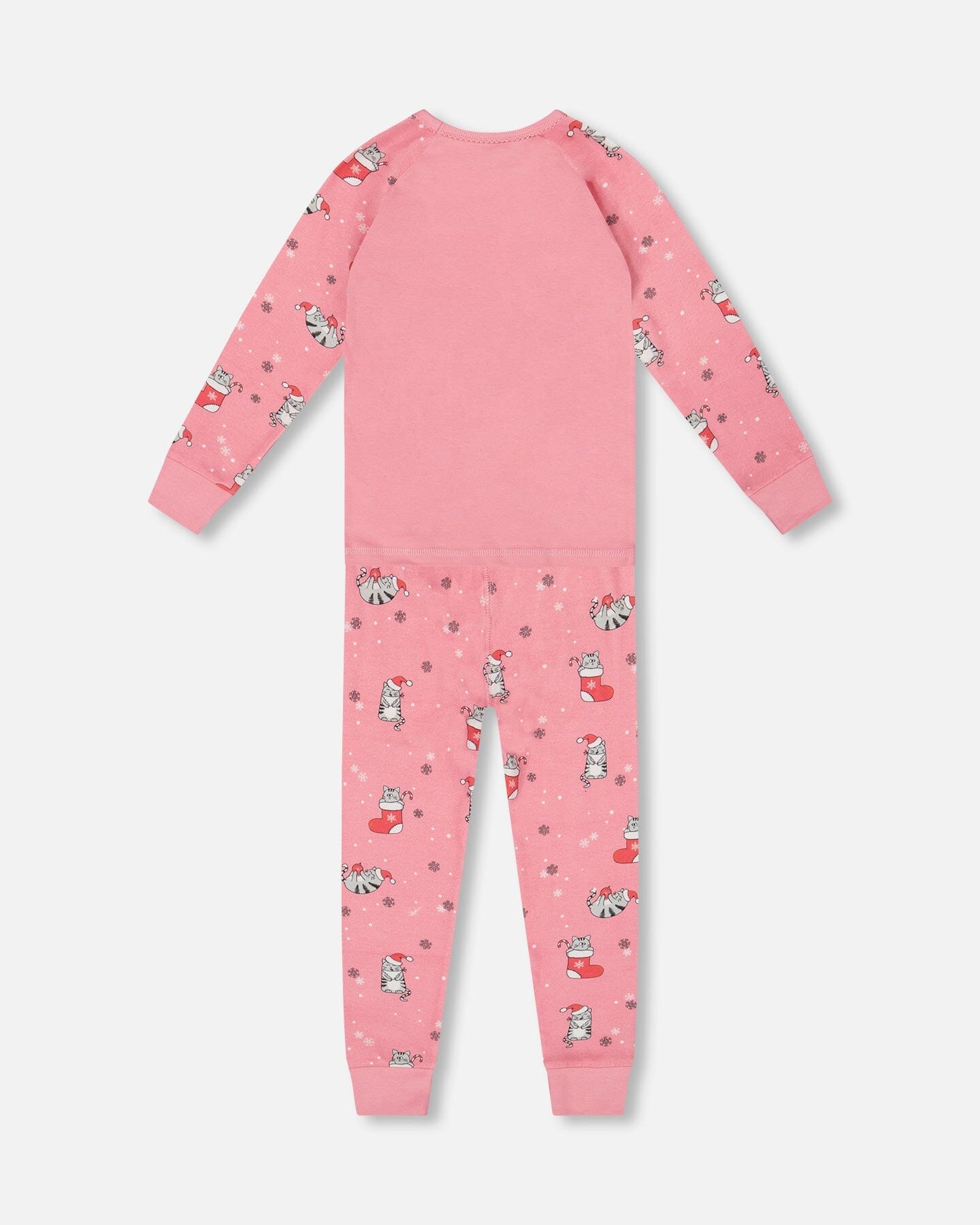 Organic Cotton Two-Piece Pajamas Pink Cat Print-2