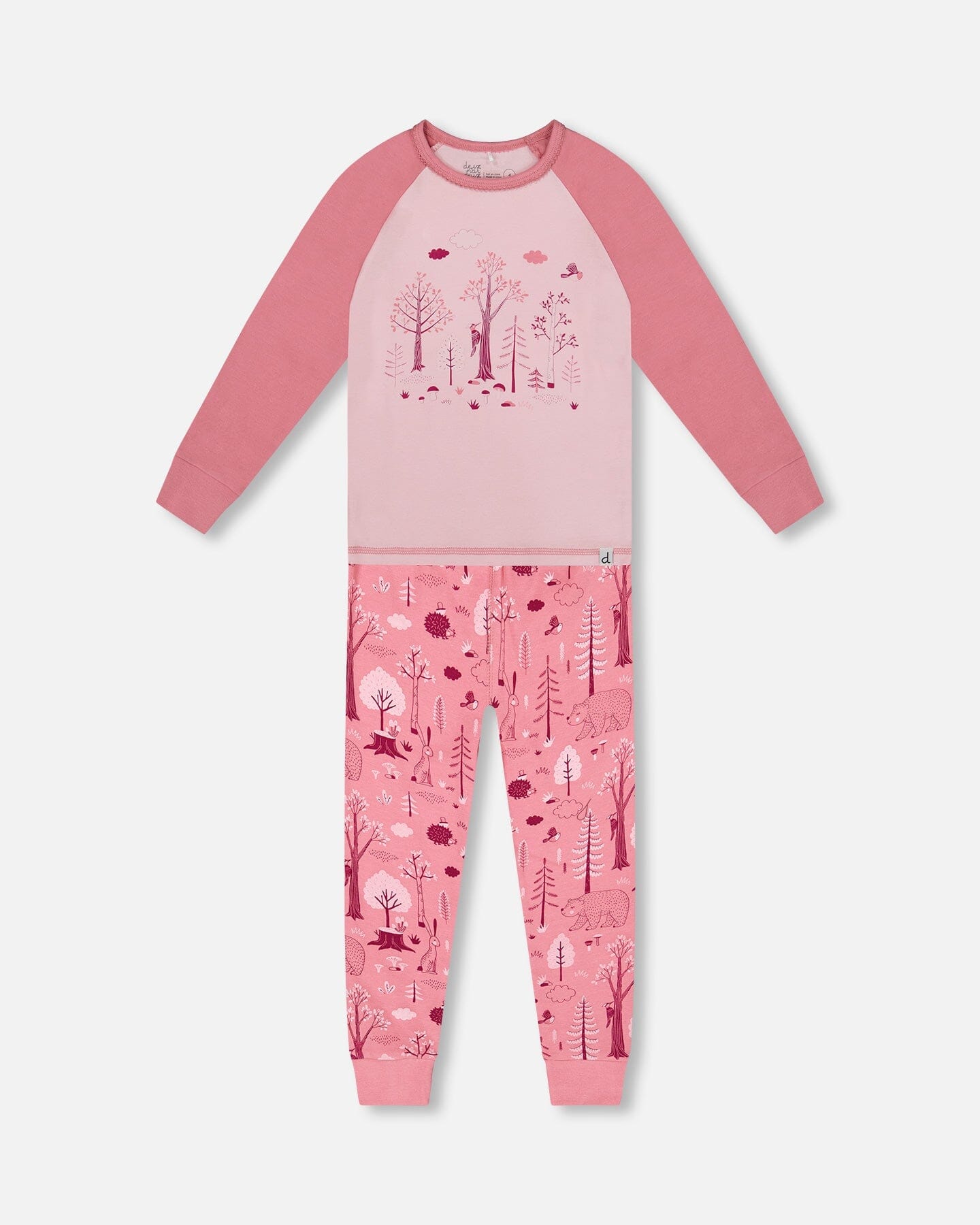 Organic Cotton Two-Piece Pajamas Pink Forest-0