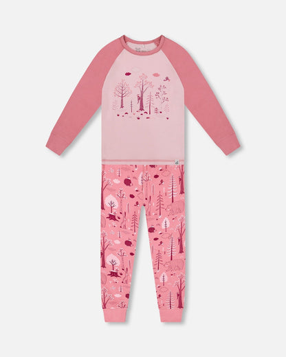 Organic Cotton Two-Piece Pajamas Pink Forest-0