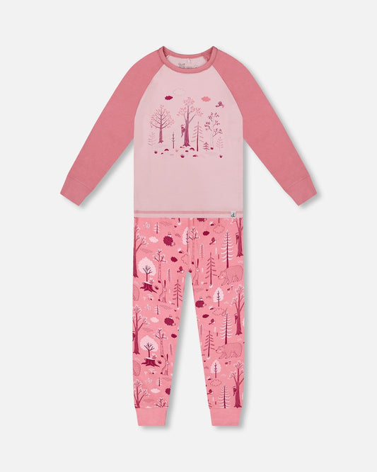 Organic Cotton Two-Piece Pajamas Pink Forest-0
