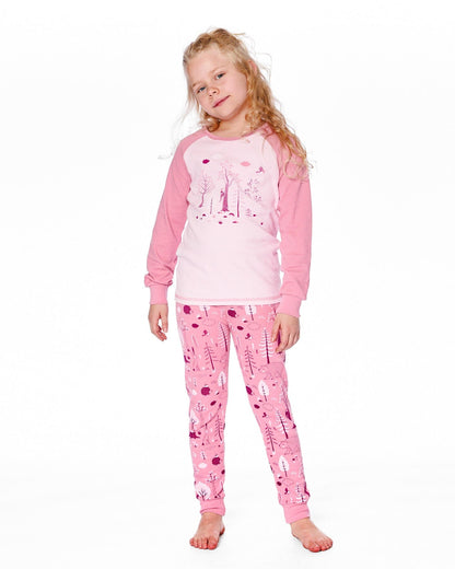 Organic Cotton Two-Piece Pajamas Pink Forest-1