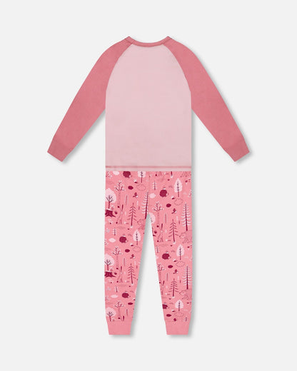 Organic Cotton Two-Piece Pajamas Pink Forest-2