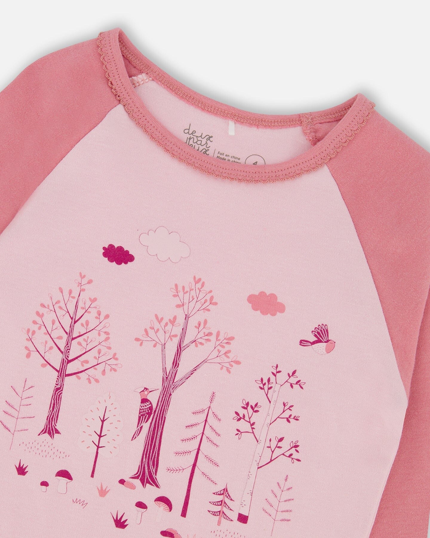 Organic Cotton Two-Piece Pajamas Pink Forest-3