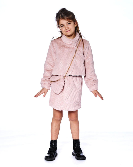 Fake Fur Short Jacket Pink-1