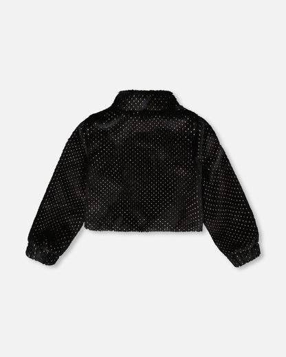 Fake Fur Short Jacket Black-1