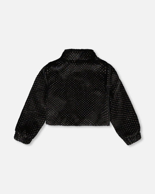 Fake Fur Short Jacket Black-1