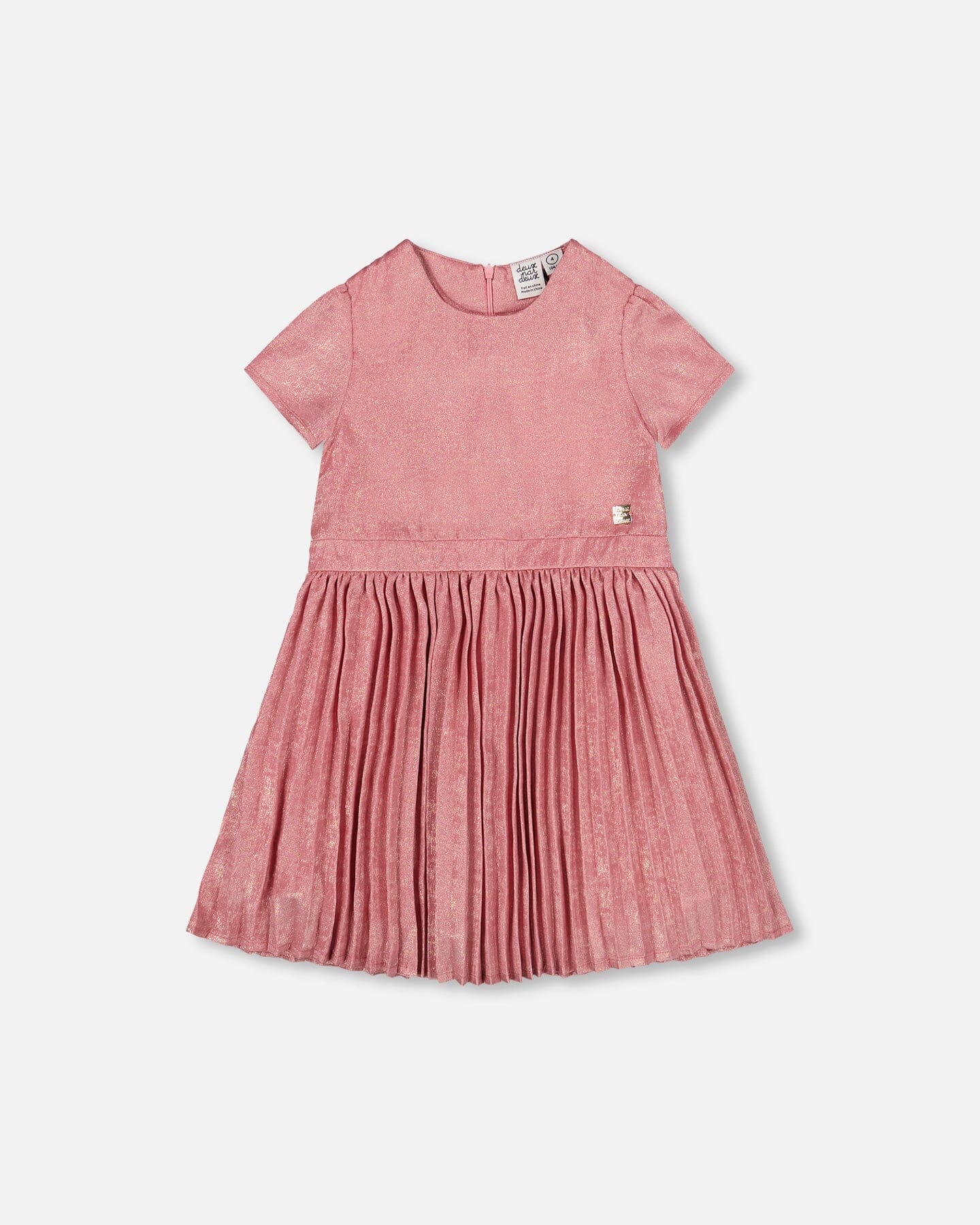 Short Sleeve Dress With Pleated Skirt Dusty Pink-0