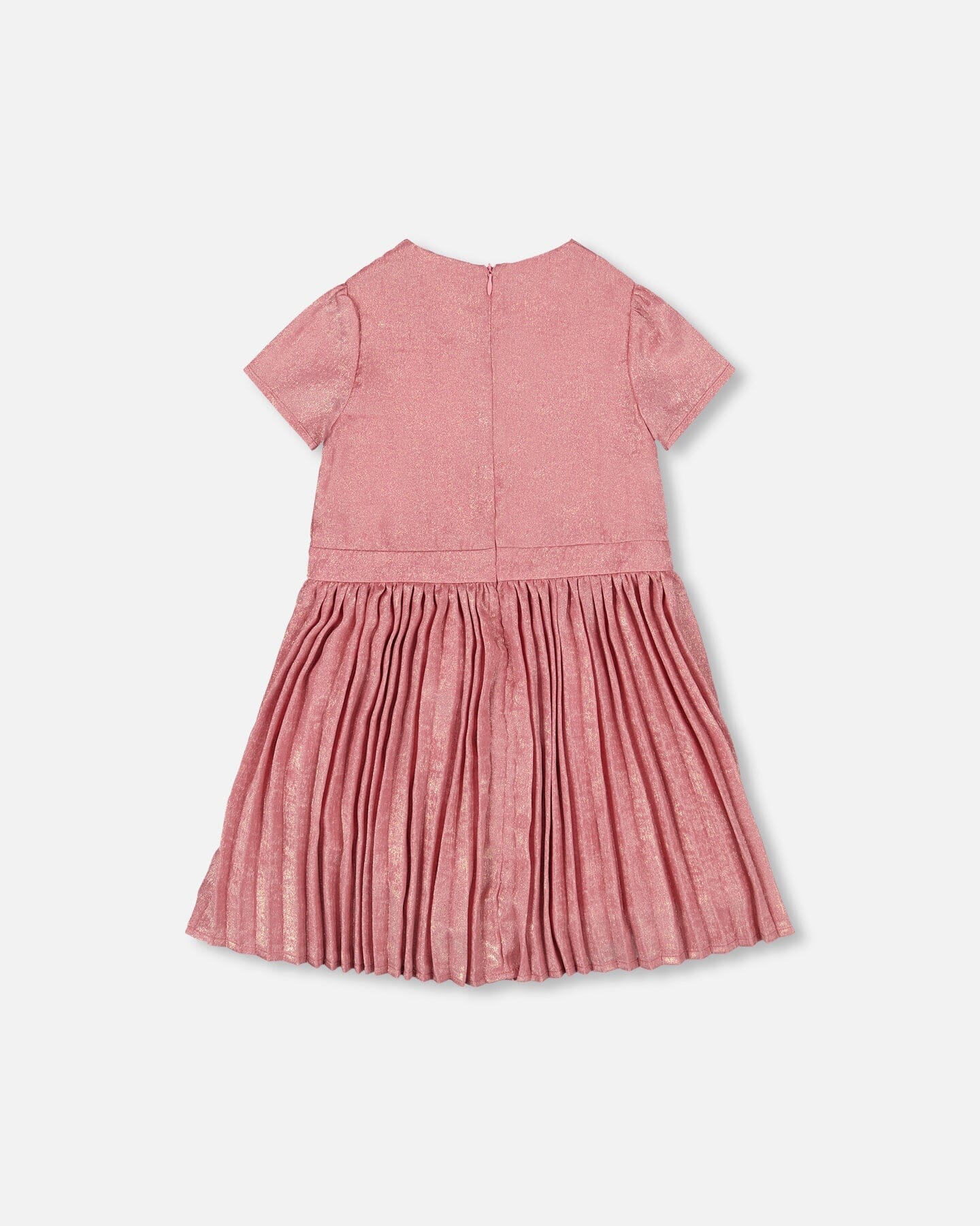Short Sleeve Dress With Pleated Skirt Dusty Pink-2
