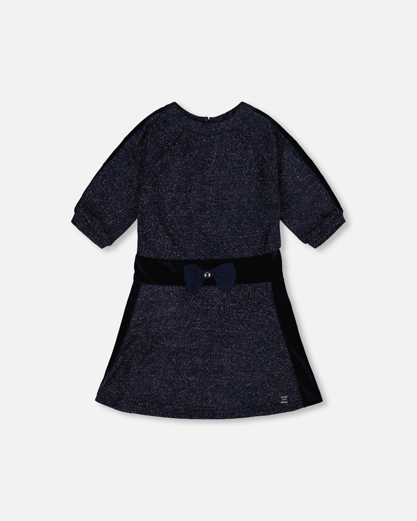 3/4 Sleeve Lurex Dress Navy Blue-0