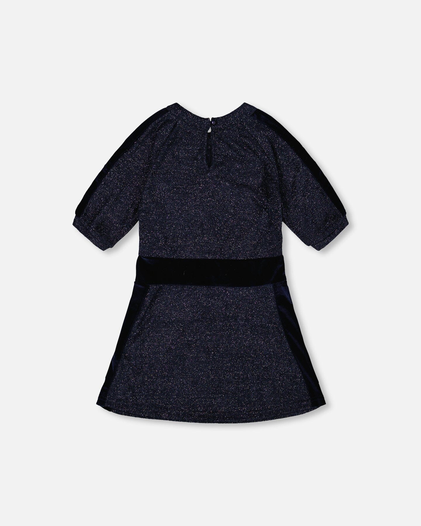 3/4 Sleeve Lurex Dress Navy Blue-2