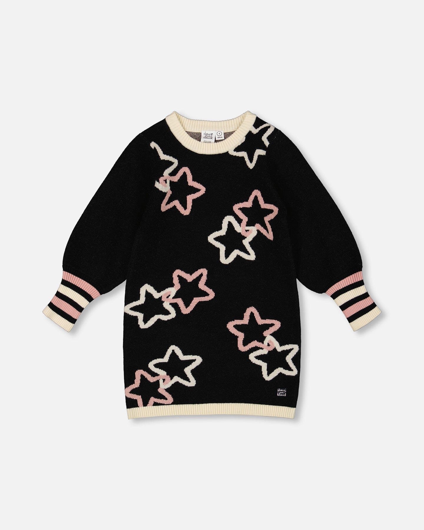 Long Sleeve Knit Dress Black With Stars-0