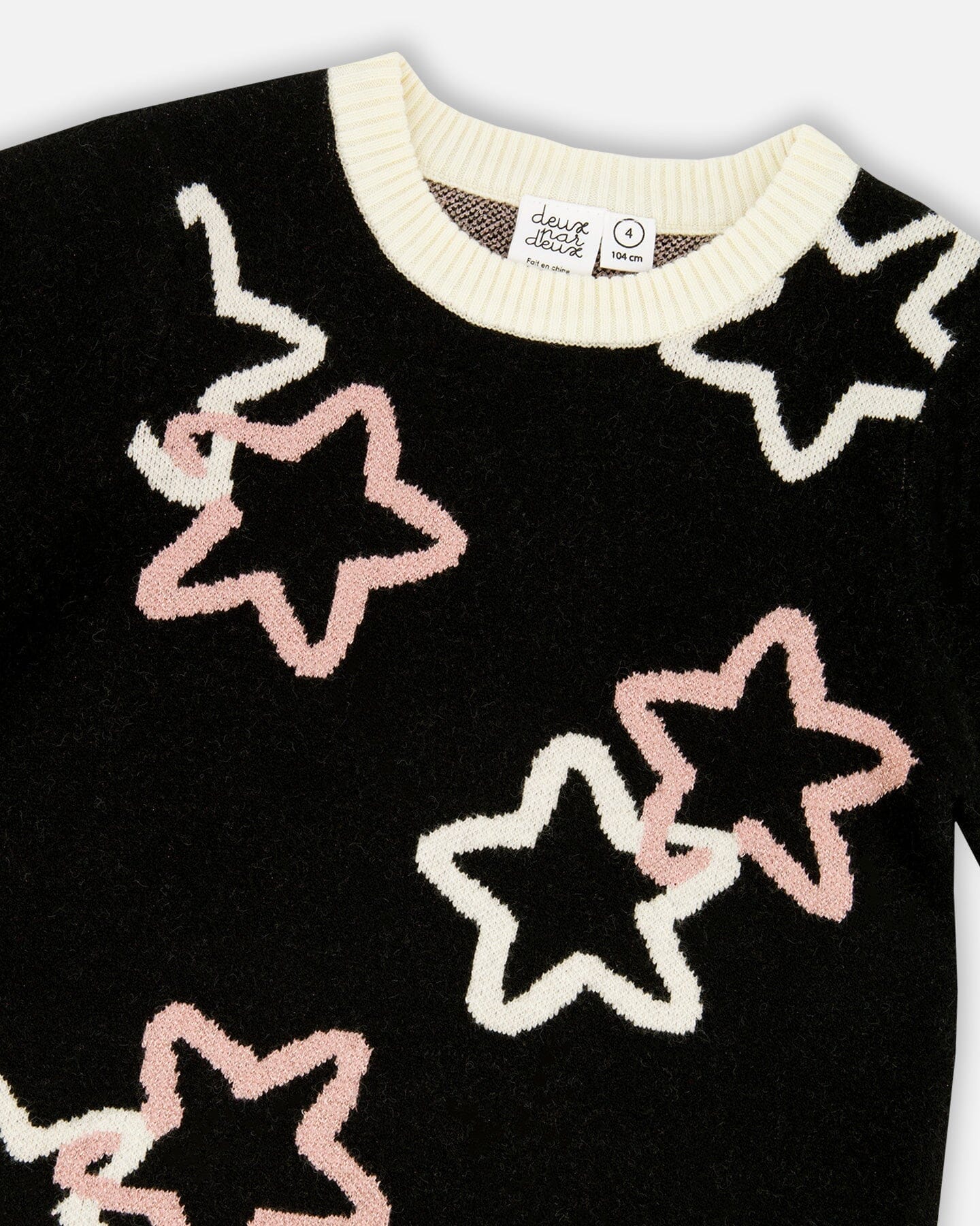 Long Sleeve Knit Dress Black With Stars-3
