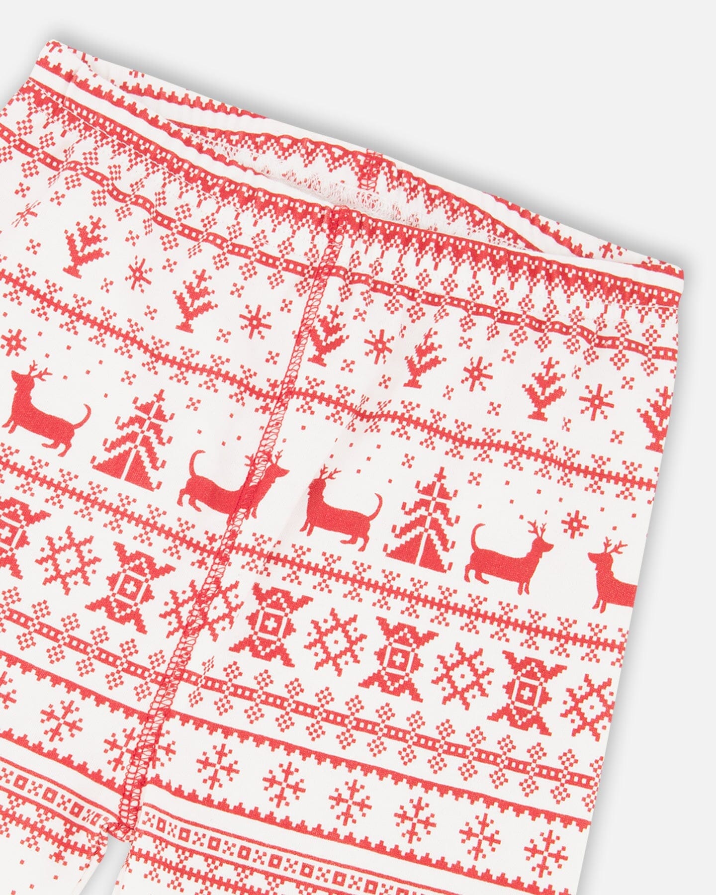 Organic Cotton Two-Piece Pajama Set Red And White Fairisle-4