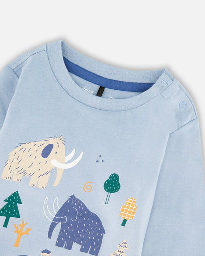 Organic Cotton Jersey Two-Piece Top And Pant Set Blue-3