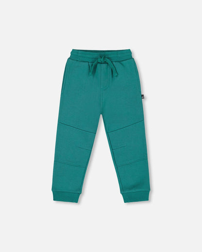 Fleece Sweatpants With Articulated Knees Forest Green-0