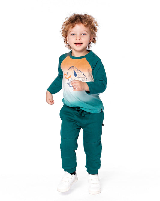 Fleece Sweatpants With Articulated Knees Forest Green-1