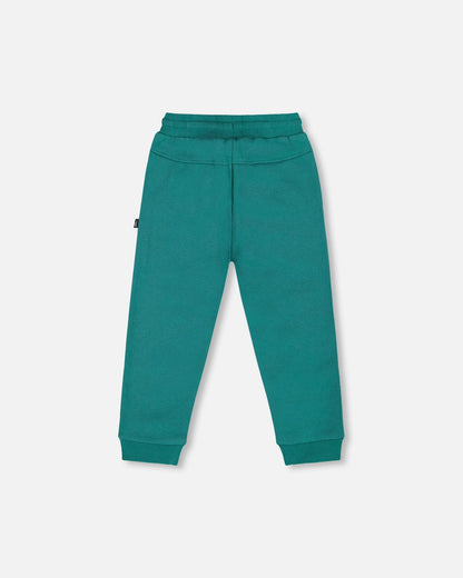 Fleece Sweatpants With Articulated Knees Forest Green-2