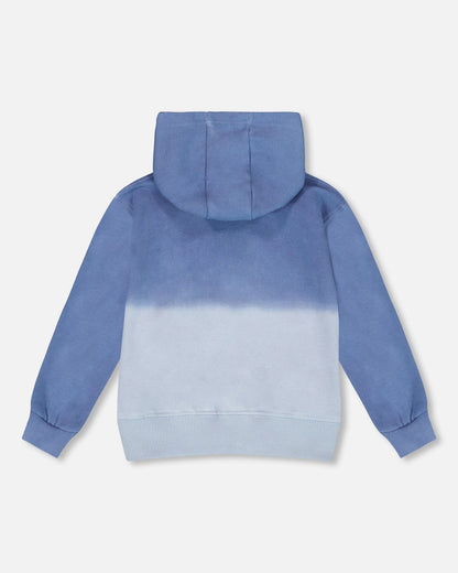 Full Zip Hooded Fleece Jacket Blue-1