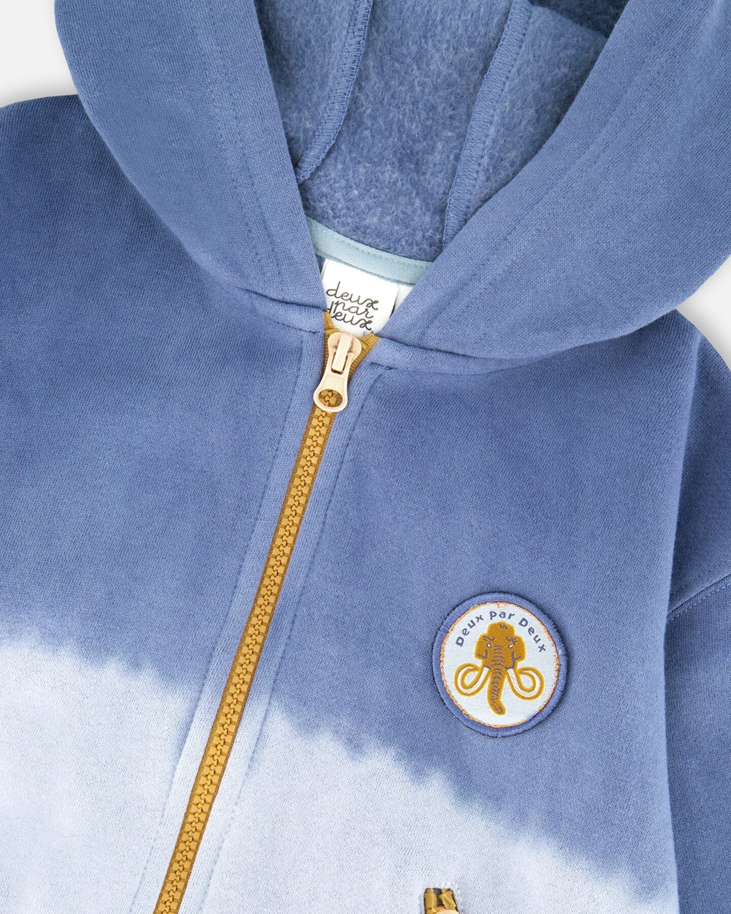 Full Zip Hooded Fleece Jacket Blue-2
