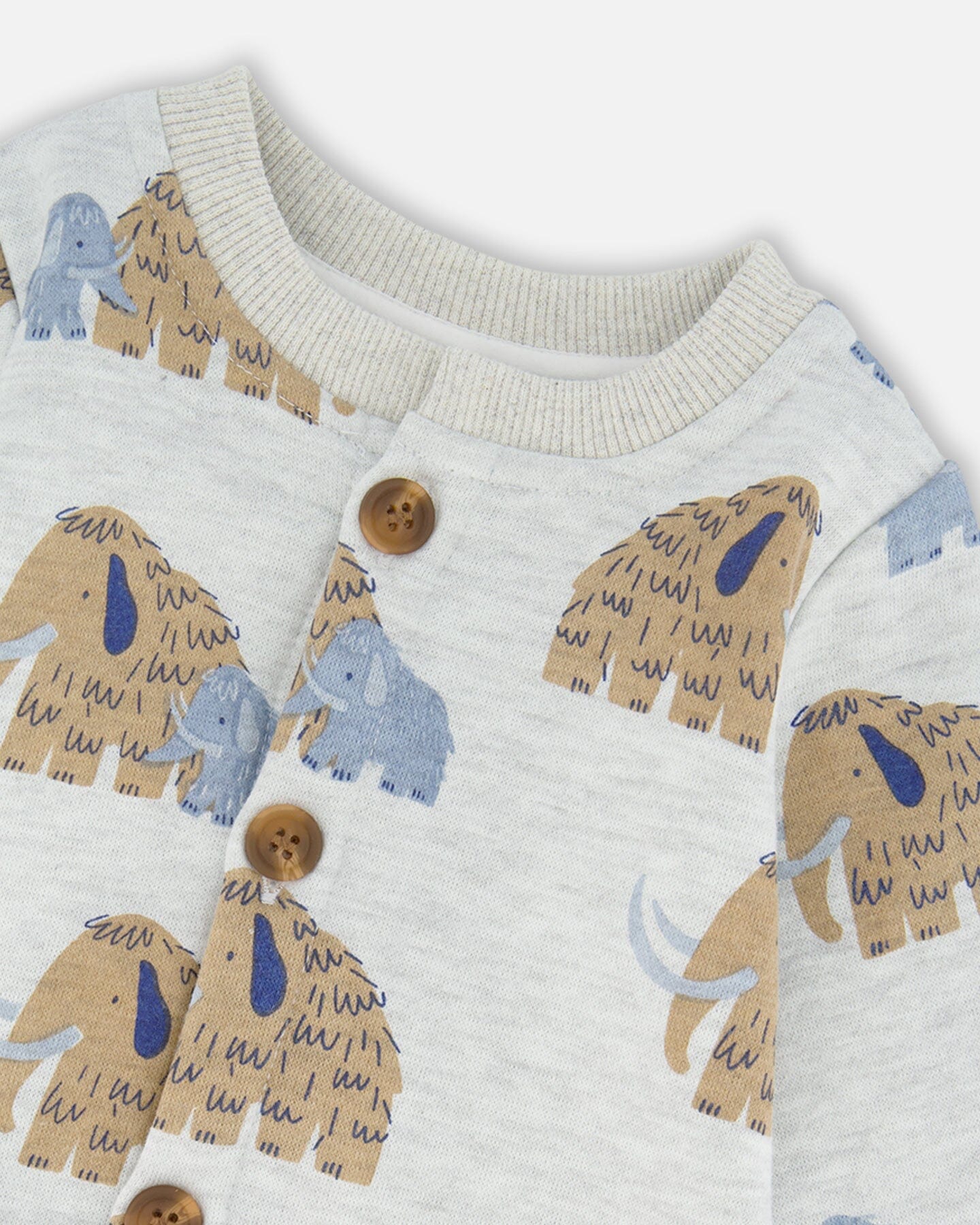 One-Piece Fleece Romper Beige Mammoth Print-2