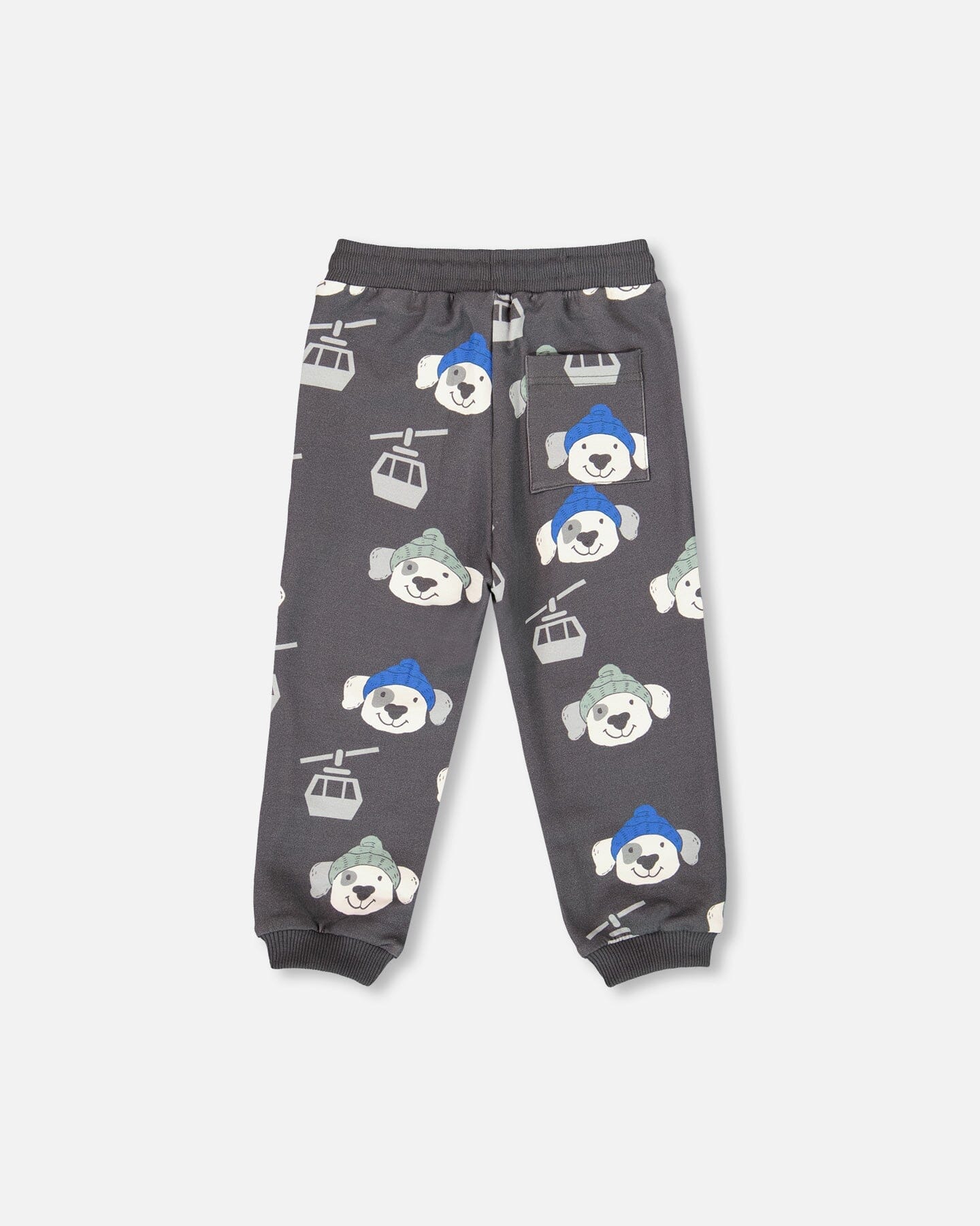 Fleece Sweatpants Gray Dog Print-1