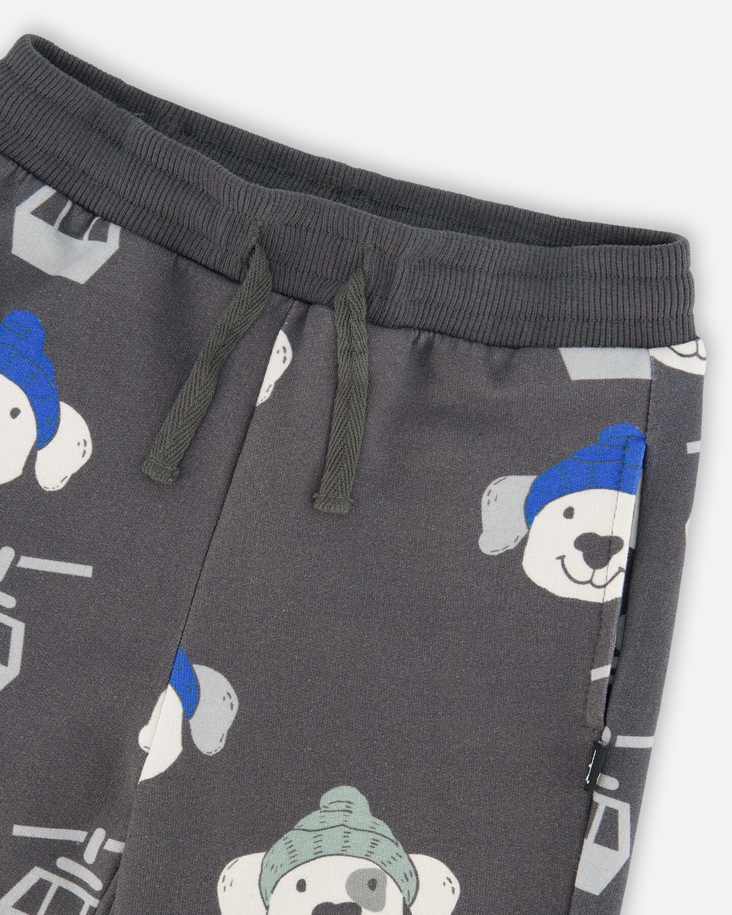 Fleece Sweatpants Gray Dog Print-2