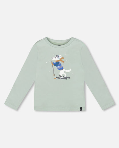 Long Sleeve Organic Cotton Jersey Tee Jade Green-0