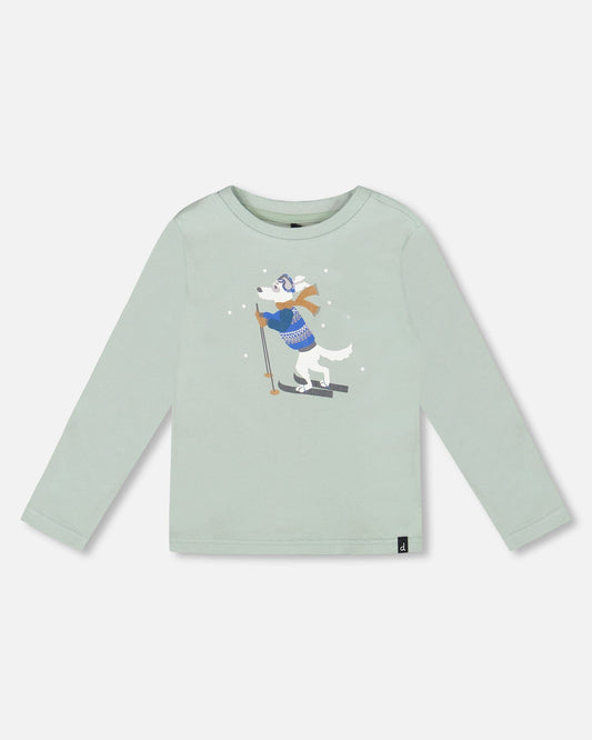 Long Sleeve Organic Cotton Jersey Tee Jade Green-0