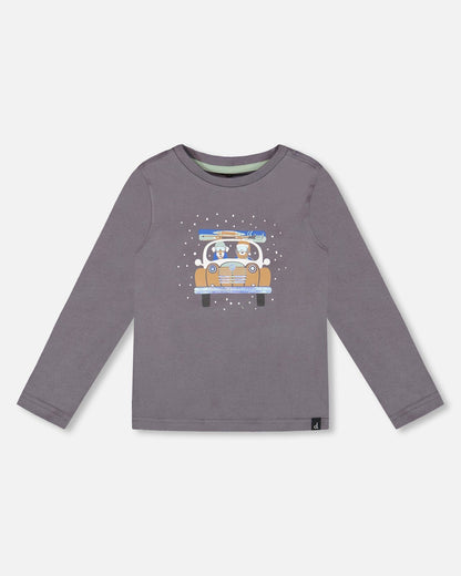 Long Sleeve Organic Cotton Jersey Tee Dark Gray-0