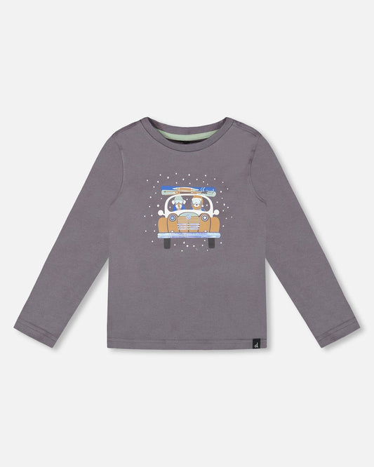 Long Sleeve Organic Cotton Jersey Tee Dark Gray-0