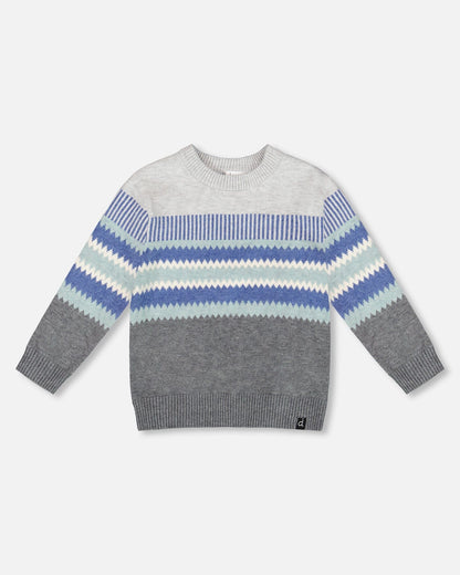 Knitted Jacquard Sweater Dark Gray-0