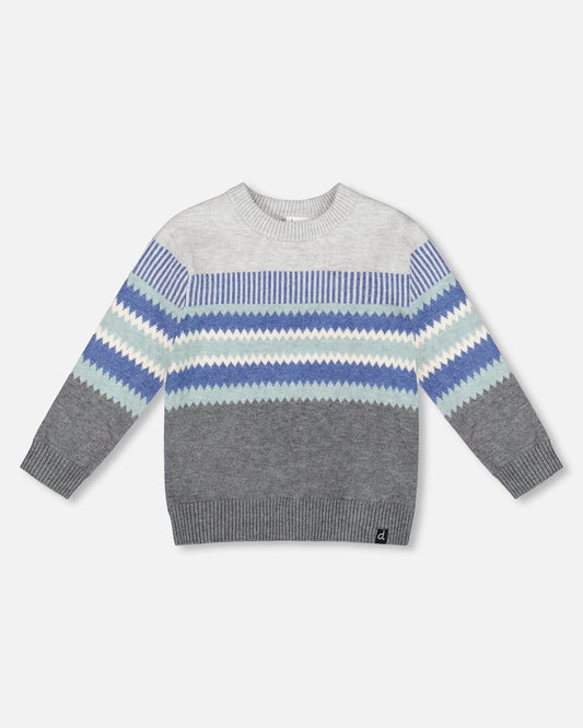 Knitted Jacquard Sweater Dark Gray-0