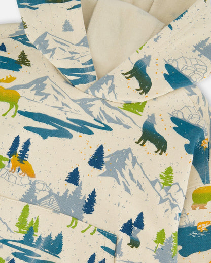 Printed Hooded Fleece Sweatshirt Beige-2