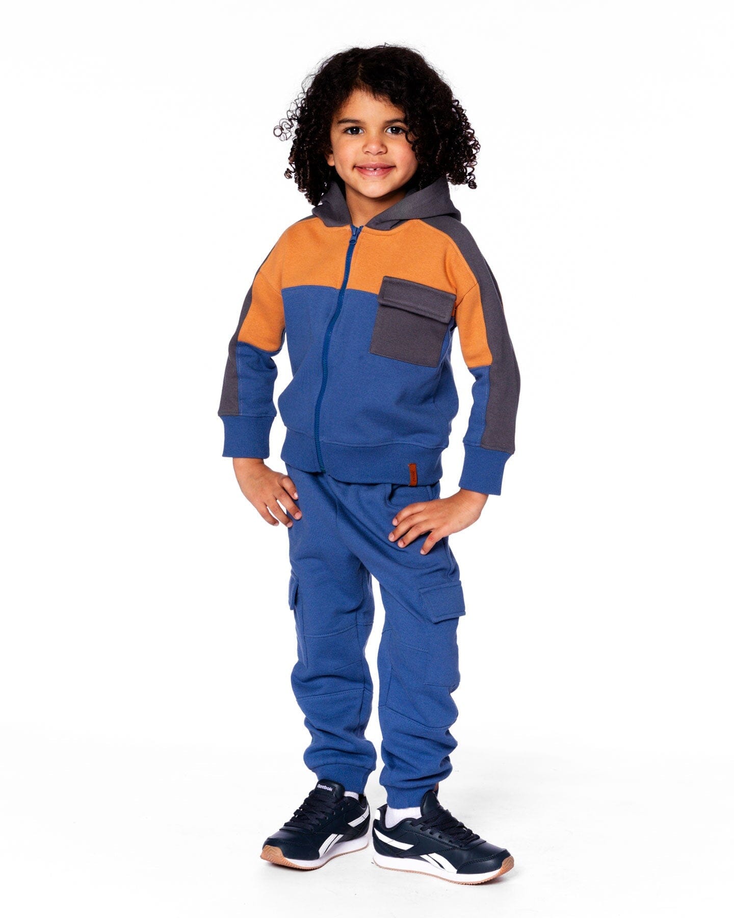 Full Zip Fleece Color Block Sweatshirt Blue-1