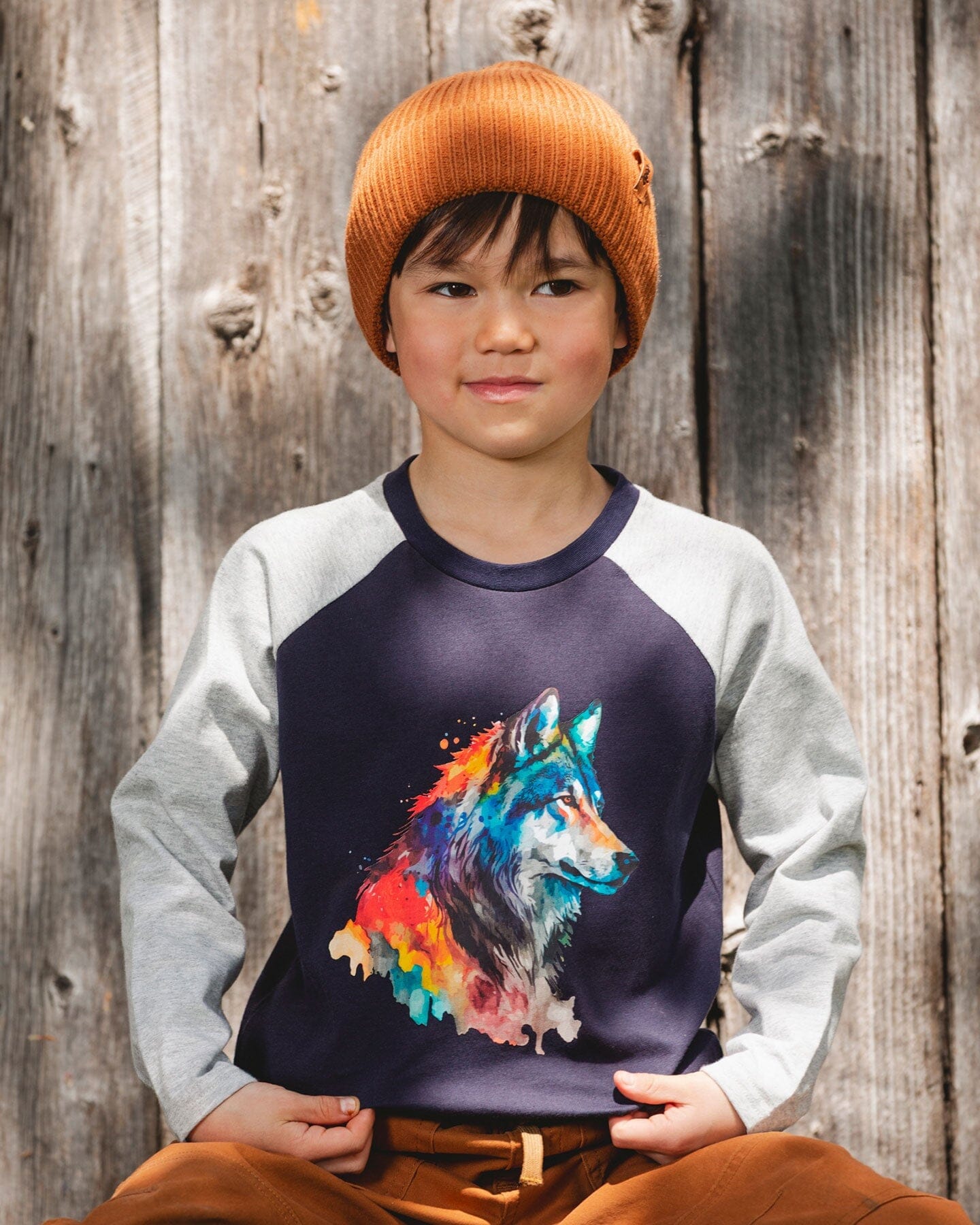 Long Raglan Sleeve Jersey Tee Navy Blue-1