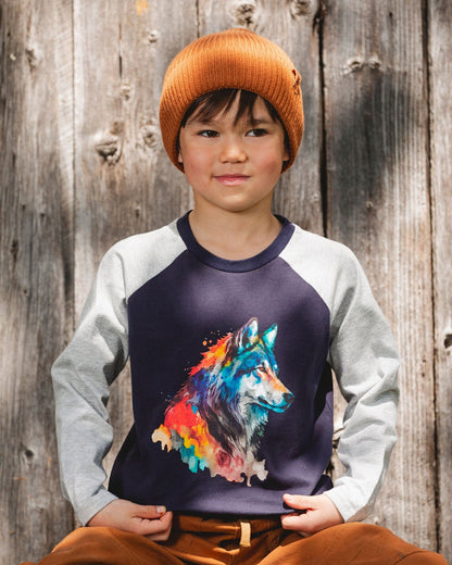 Long Raglan Sleeve Jersey Tee Navy Blue-1