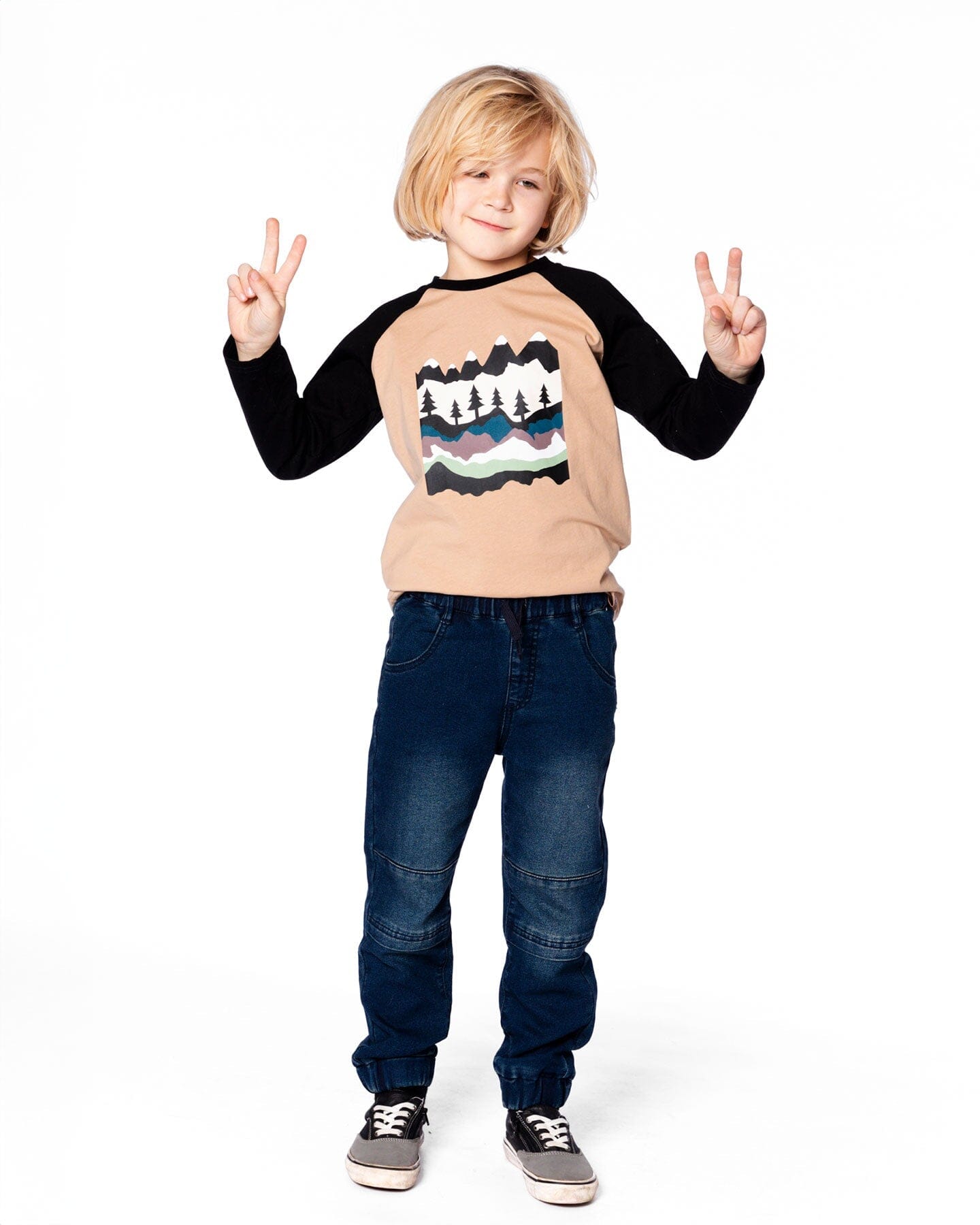 Long Raglan Sleeve Jersey Tee Beige-2
