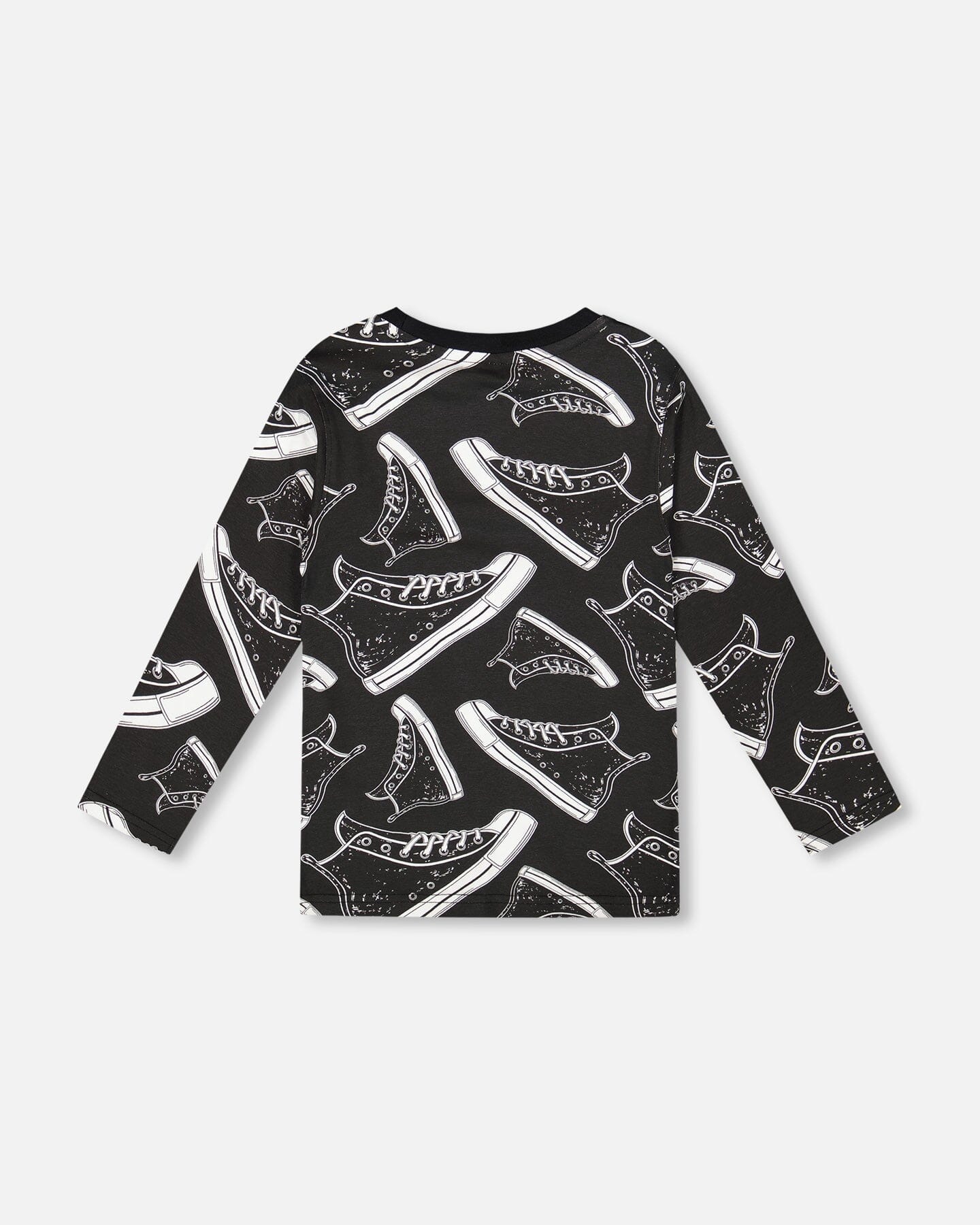 Long Sleeve Organic Cotton Allover Print Tee Black-2