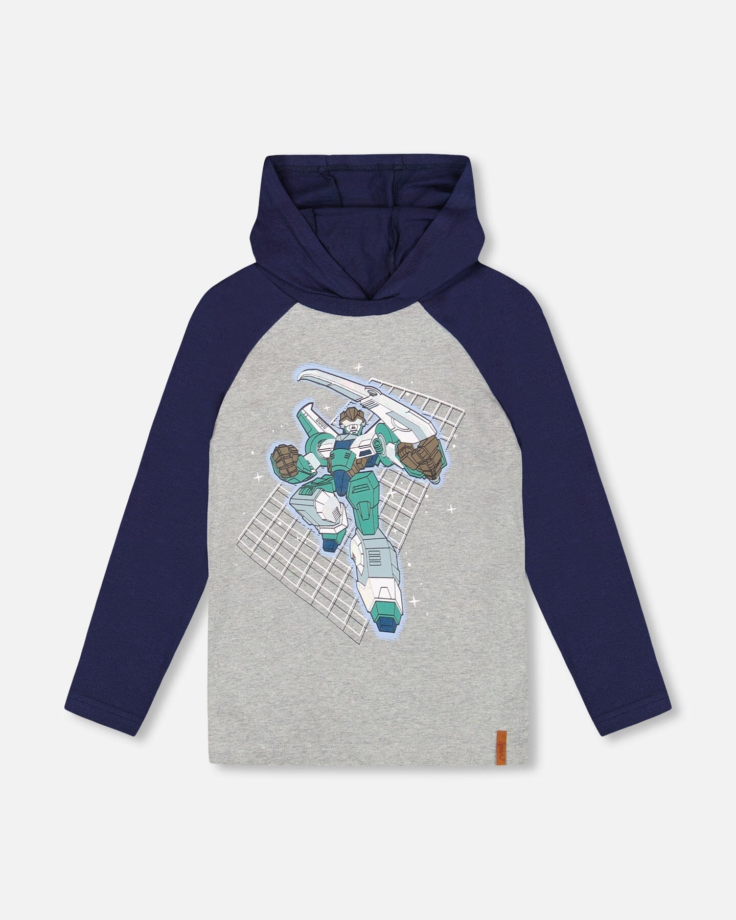 Organic Cotton Jersey Hooded Raglan Sleeve Tee Navy Blue-0