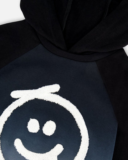 Organic Cotton Jersey Hooded Raglan Sleeve Tee Black-3