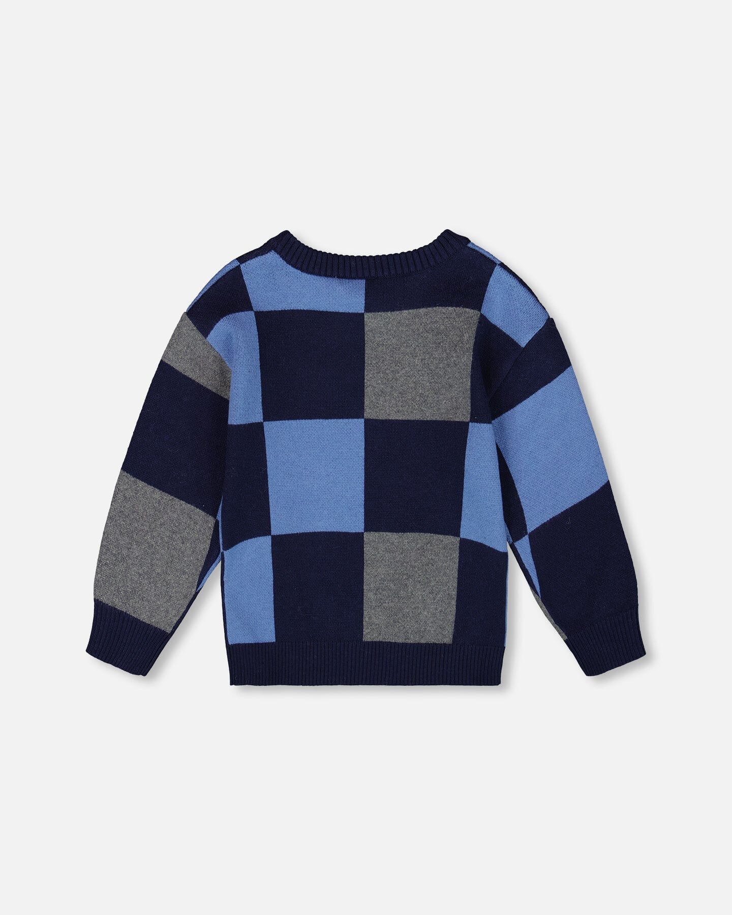 Knit Sweater Blue Checkered-2