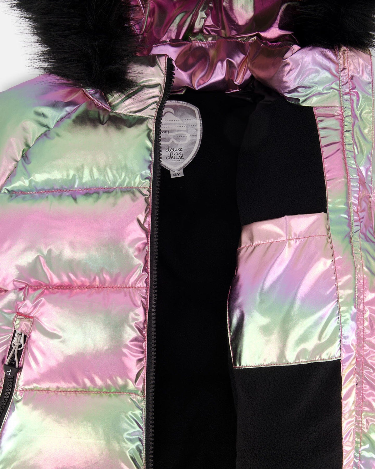 Metallic Puffy Coat Black And Multicolor-2