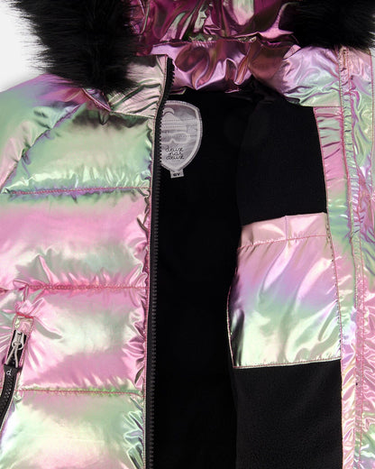 Metallic Puffy Coat Black And Multicolor-2