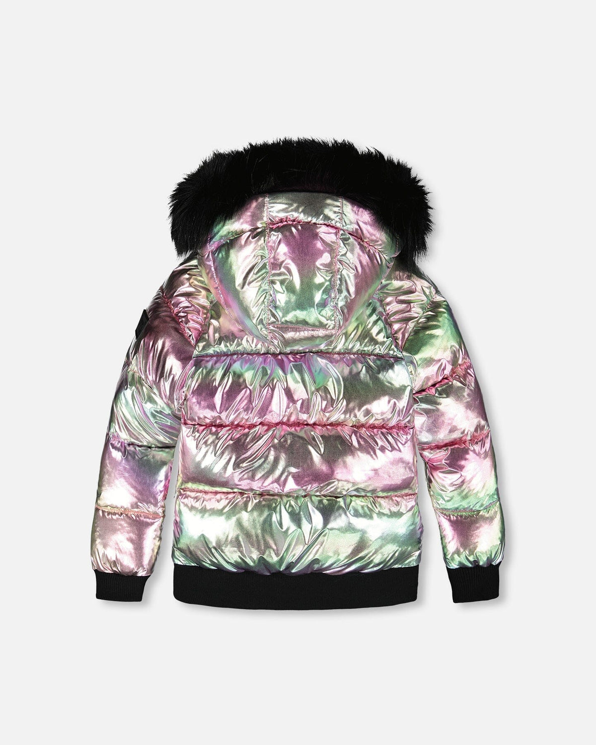 Metallic Puffy Coat Black And Multicolor-3