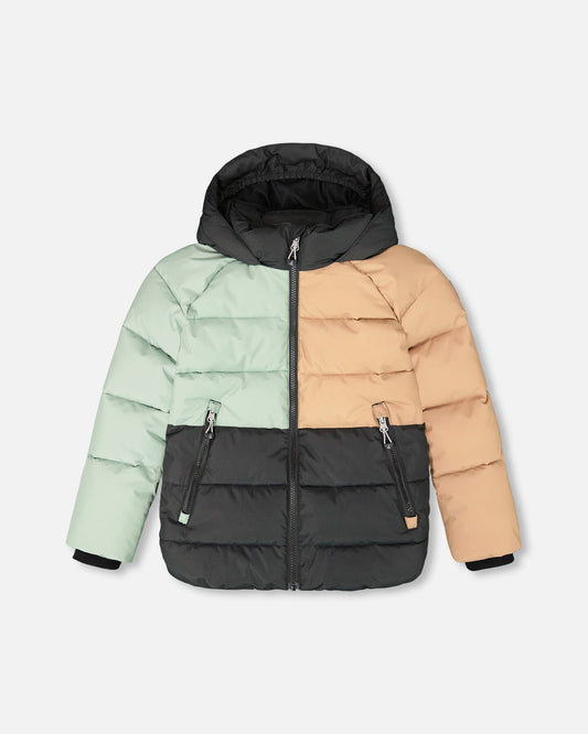 Colorblocked Puffy Coat Black-0