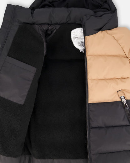 Colorblocked Puffy Coat Black-3