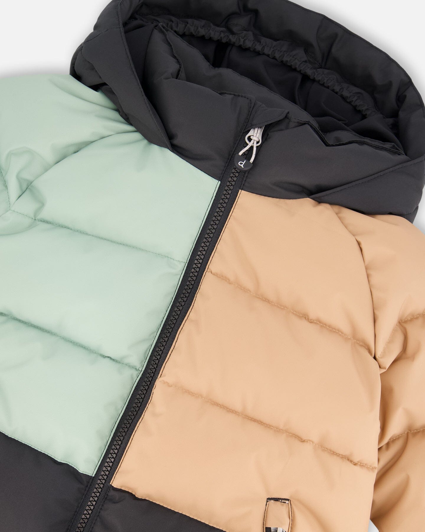 Colorblocked Puffy Coat Black-4