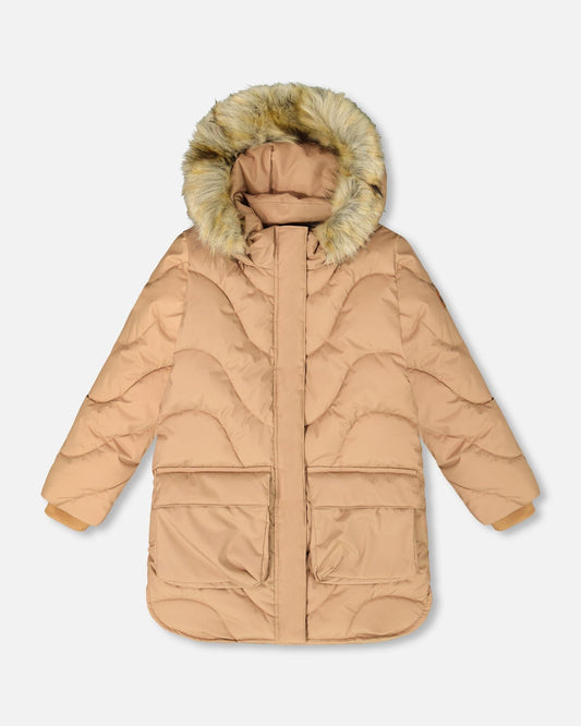 Long Wavy Quilt Puffy Coat Chanterelle-0